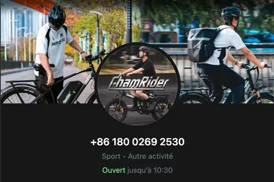 Profil WhatsApp de ChamRider - Contact SAV +86 180 0269 2530